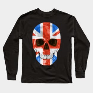 United Kingdom Flag Skull - Gift for English Scottish Welsh Or Irish With Roots From United Kingdom Long Sleeve T-Shirt
